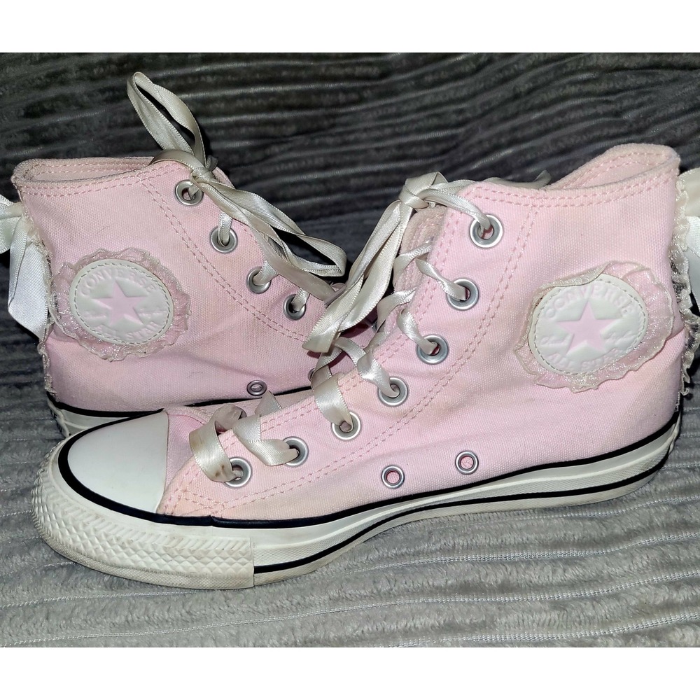Converse Chuck Taylor All Star Pink High Top Satin Ribbon Bow Lace A17939F Sz 6